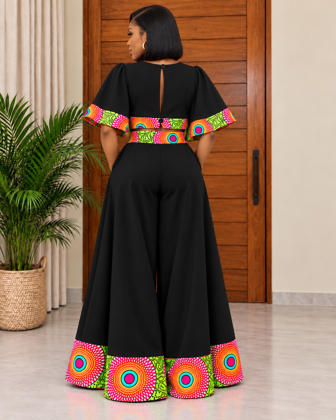 African Print Wide-Leg Trouser & Crop Top Set Daina
