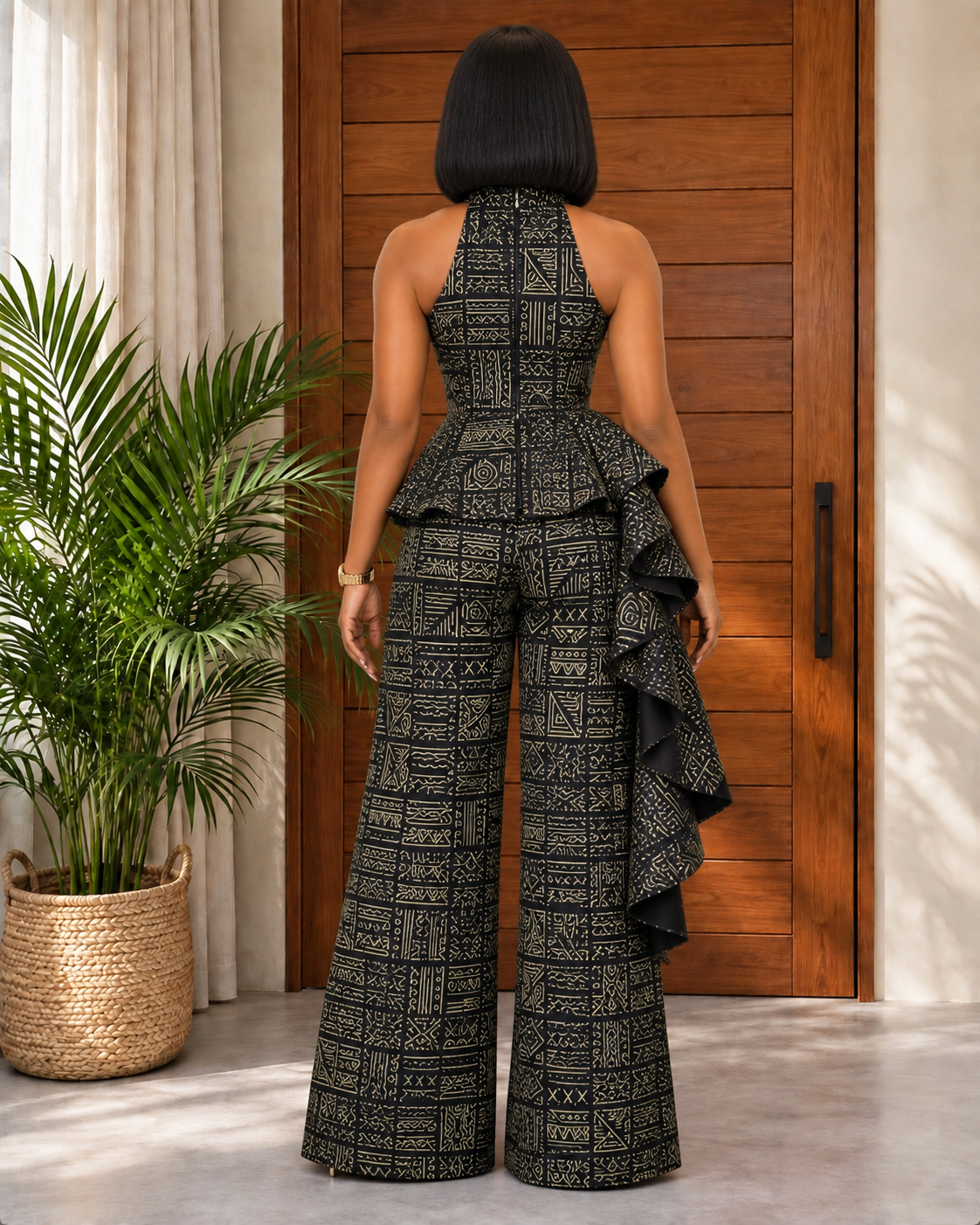 African Print Peplum Jumpsuit Beula