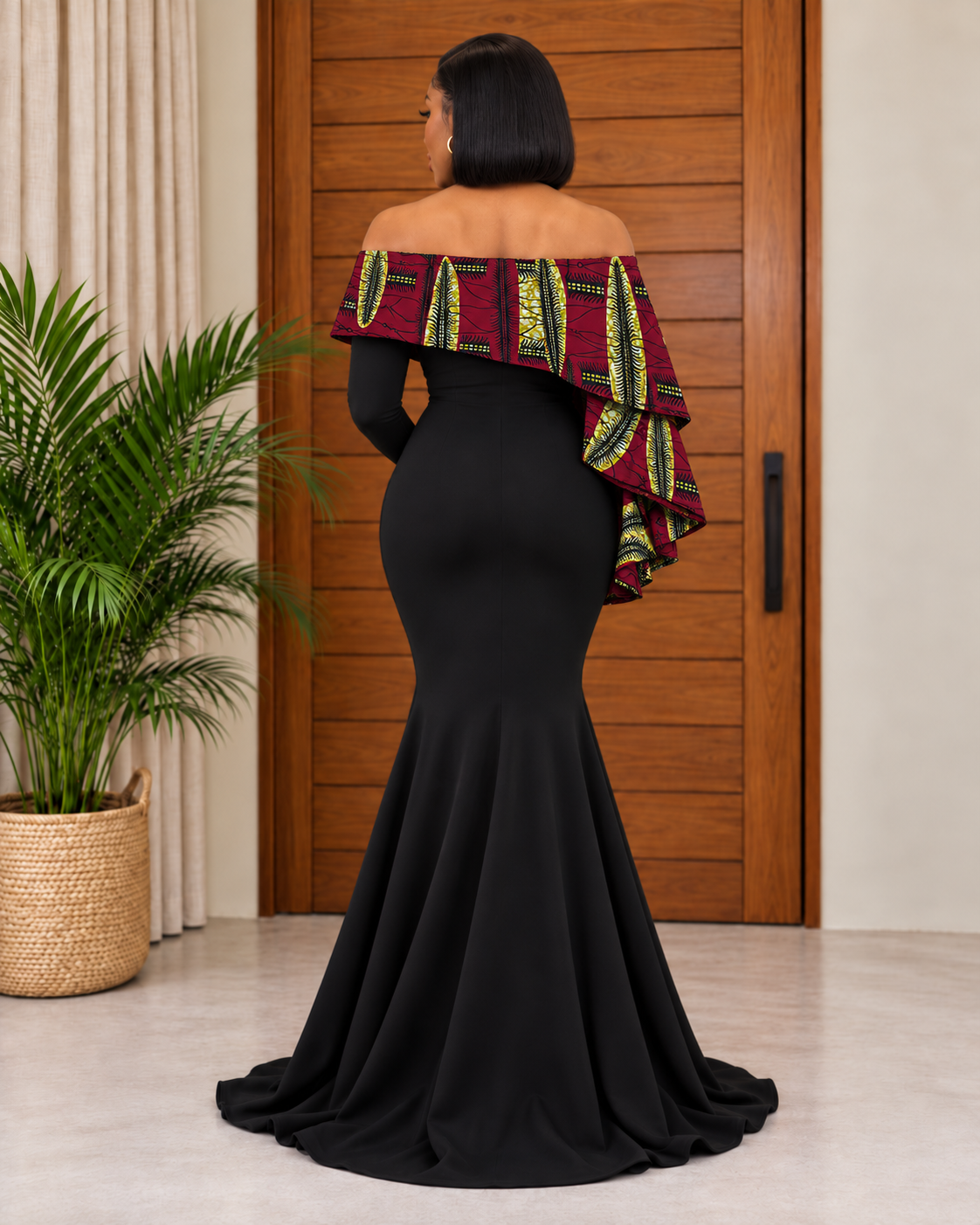 Beautiful African Print Fishtail Evening Dress Taira