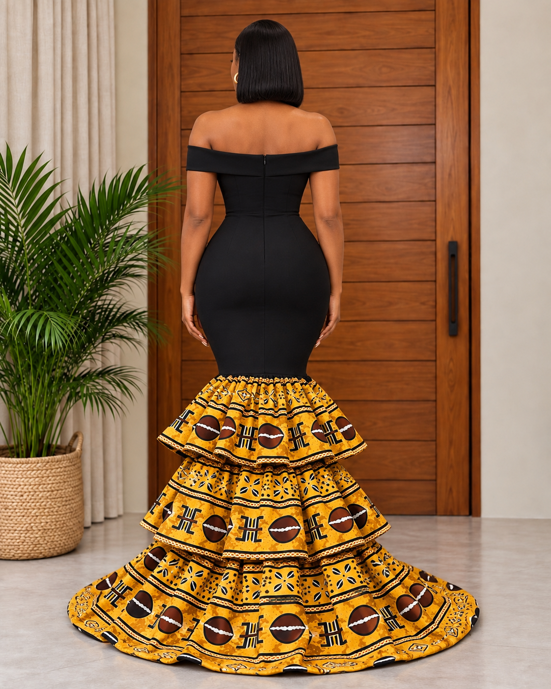 Beautiful African Print Fishtail Evening Dress Ayana