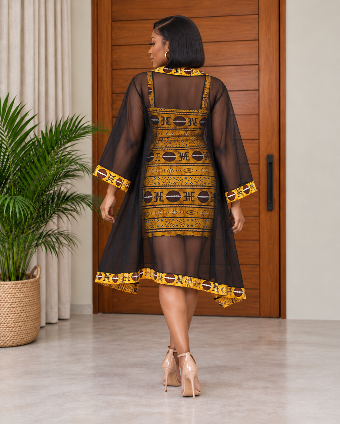 African Print Dress & Kimono Set Polina