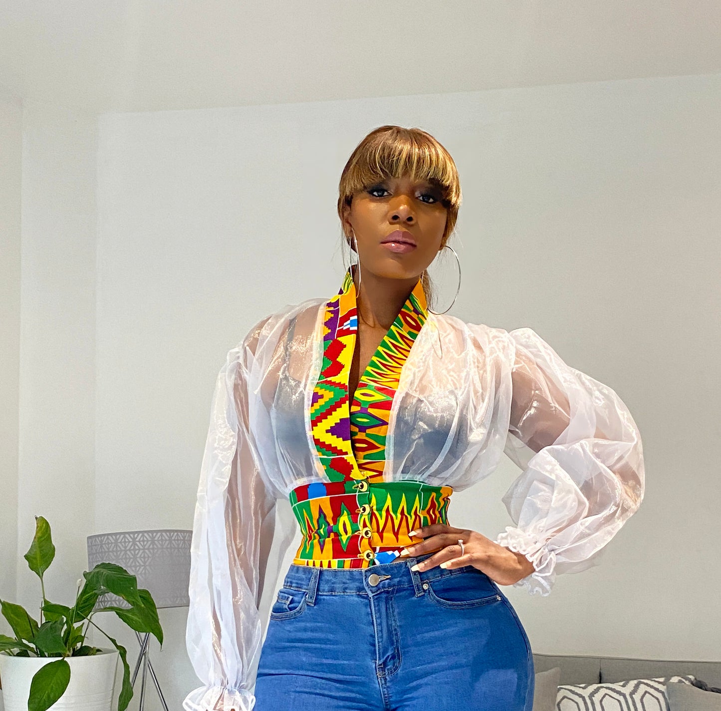 African Print Blouse Zara