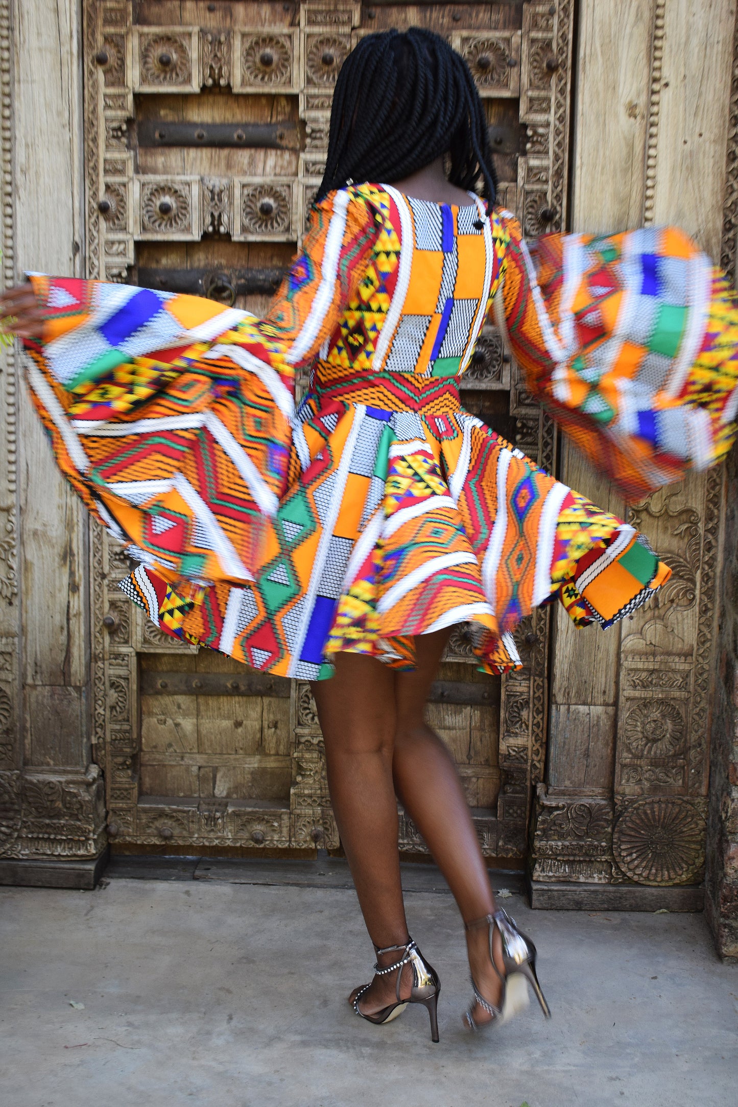 African Print Matte Satin Dress Tino