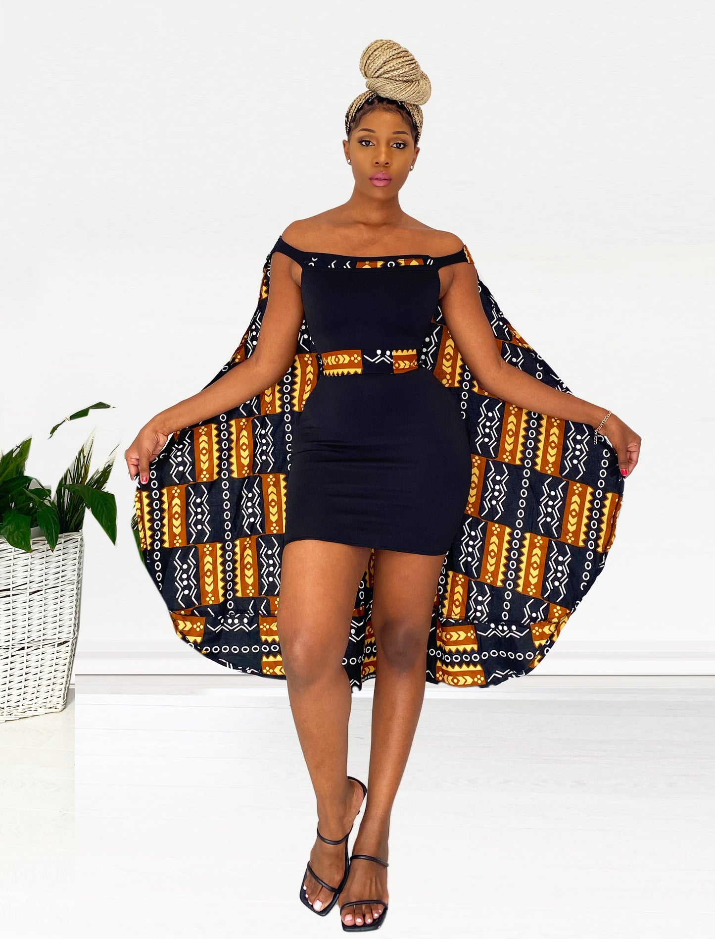 African Print Zuri Cape Dress