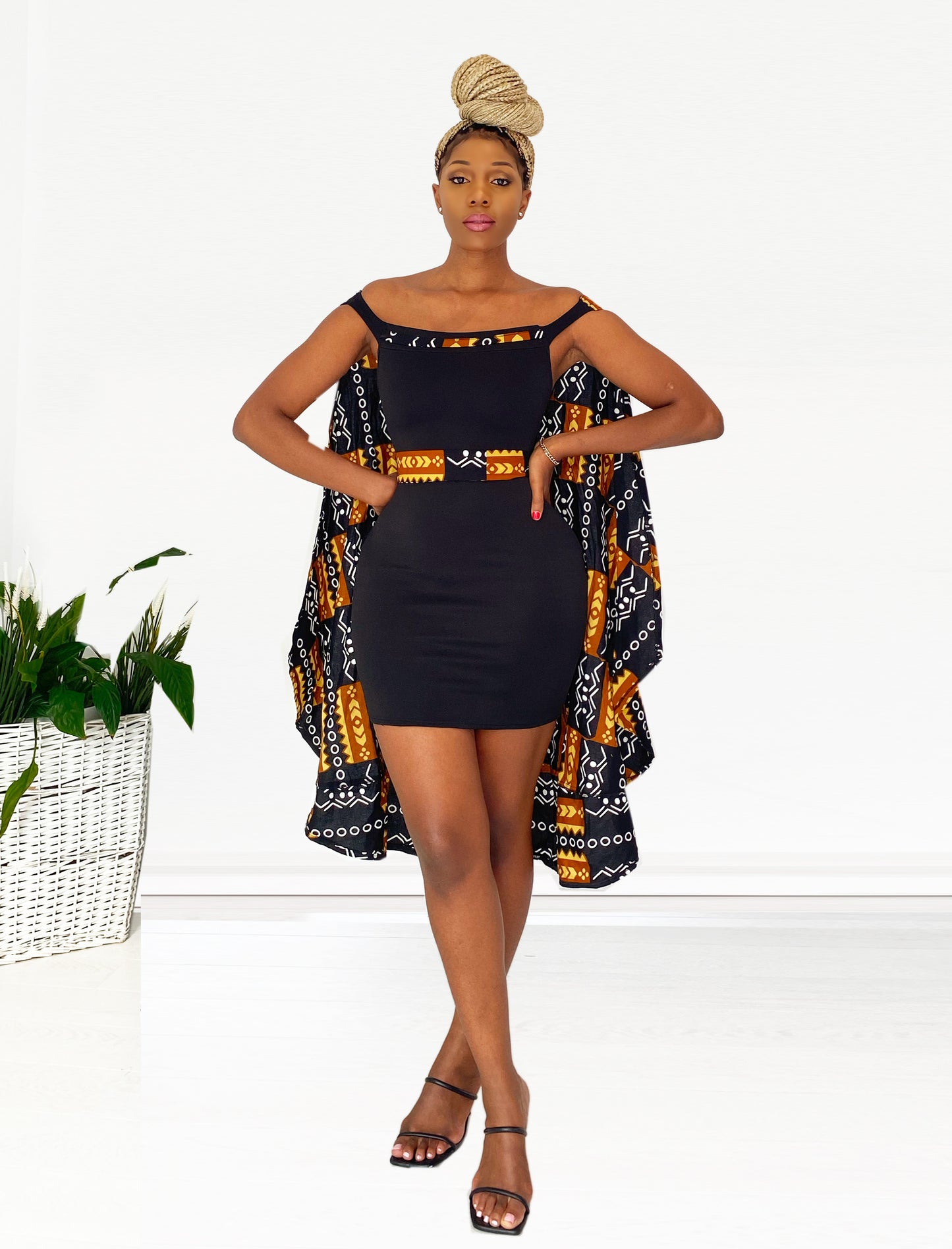 African Print Zuri Cape Dress