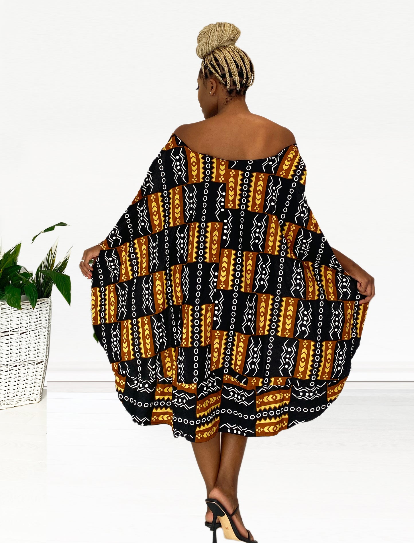 African Print Zuri Cape Dress