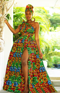 Wholesale box of 10 African Print Belle Rainbow Infinity Dress Purple