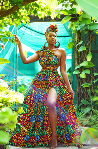 Wholesale Box of 10 African Print Belle Rainbow Infinity Dress
