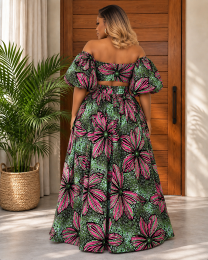 Beautiful African Print 2-Piece  Maxi Skirt Set Jelo
