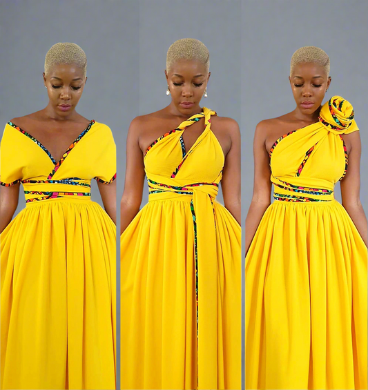 African Print Infinity Dress Sunflower