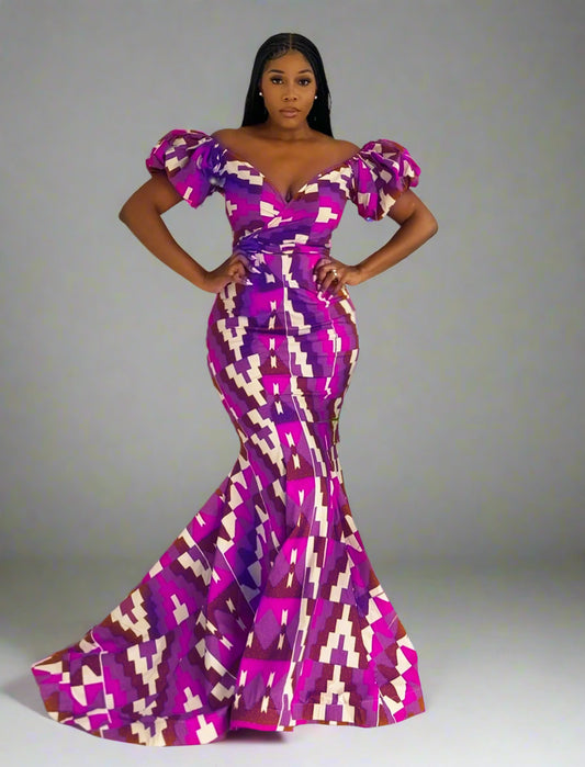 African Print Evening Dress Set Viola
