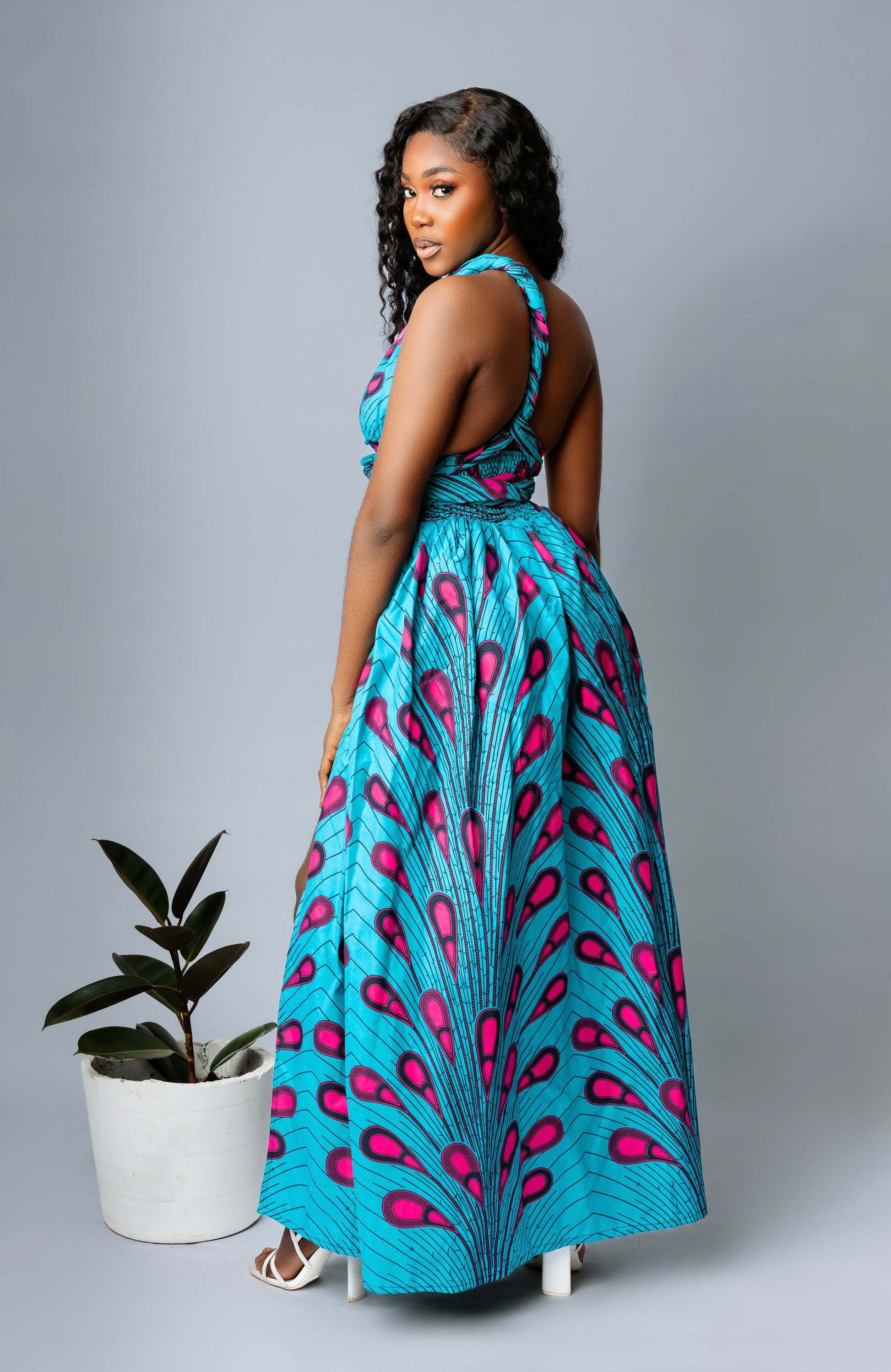 long african dresses African Print Infinity Dress Dhali – Karentino-Boutique