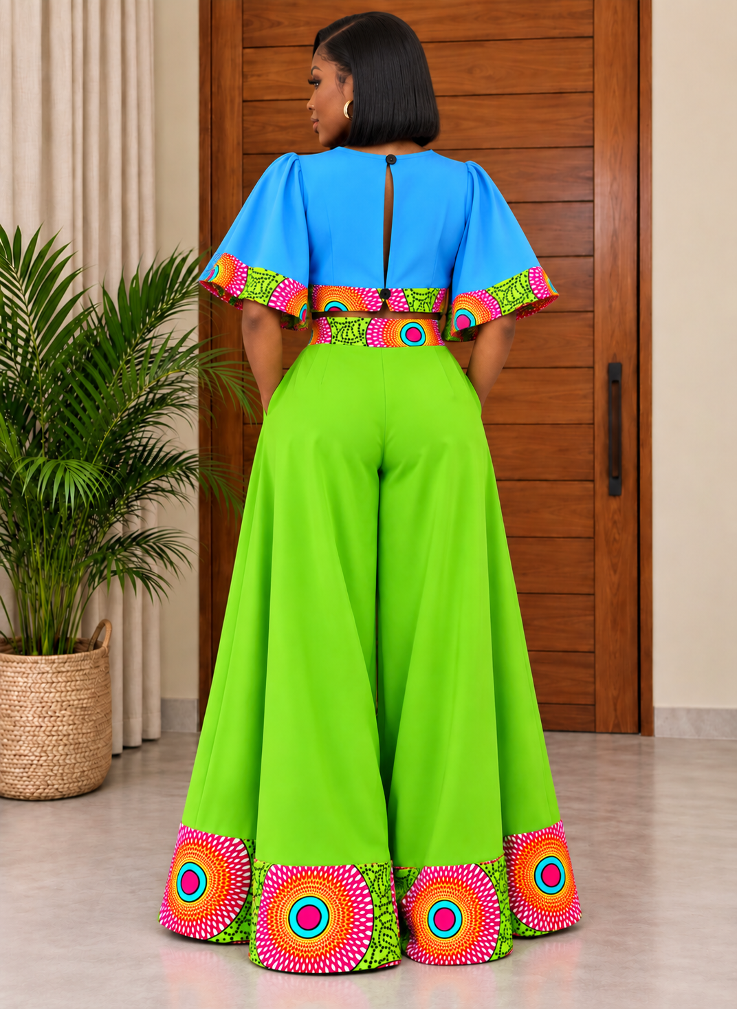 African Print Wide-Leg Trouser & Crop Top Set Eni