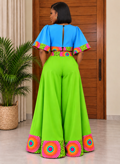 African Print Wide-Leg Trouser & Crop Top Set Eni