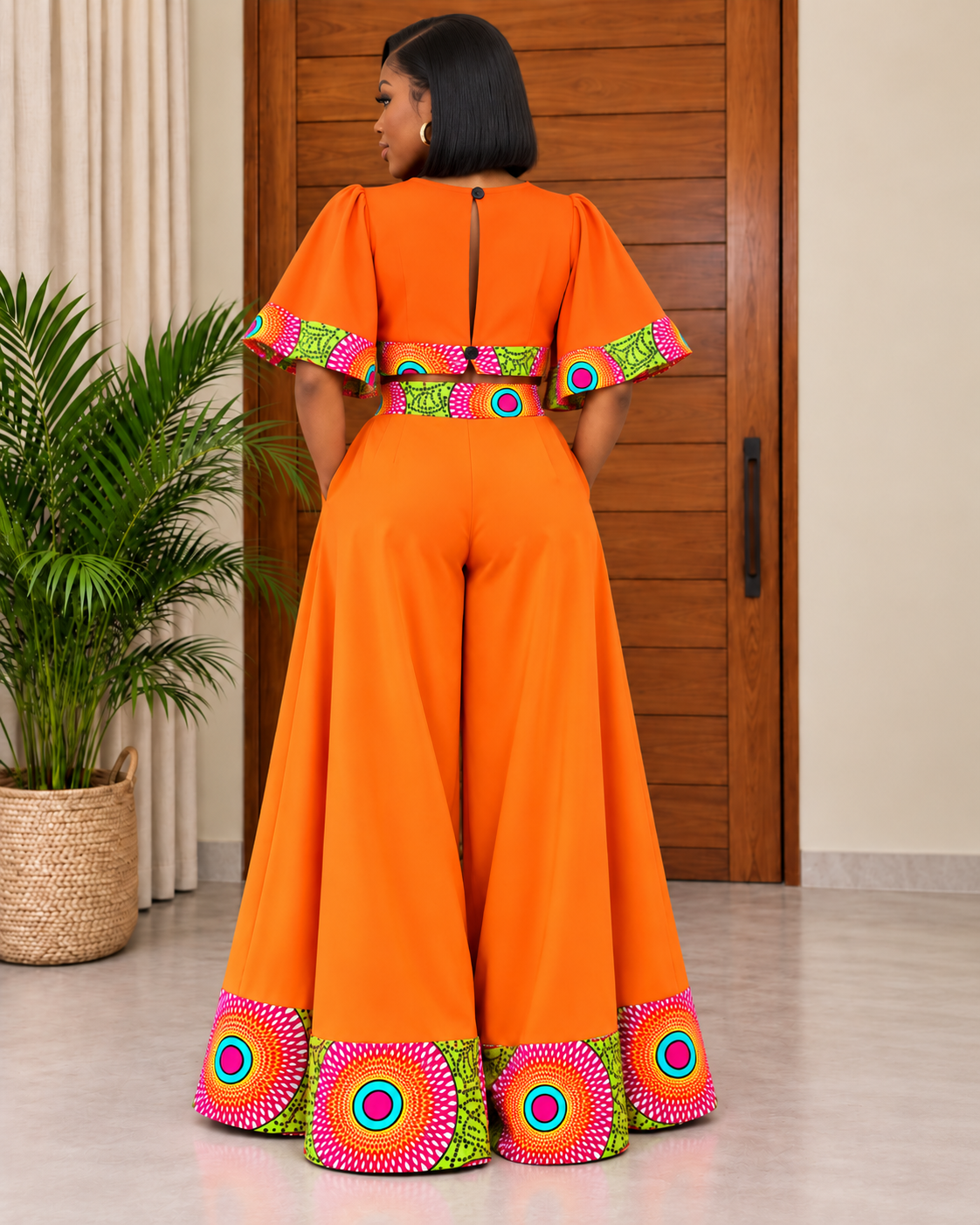 African Print Wide-Leg Trouser & Crop Top Set Zayeli