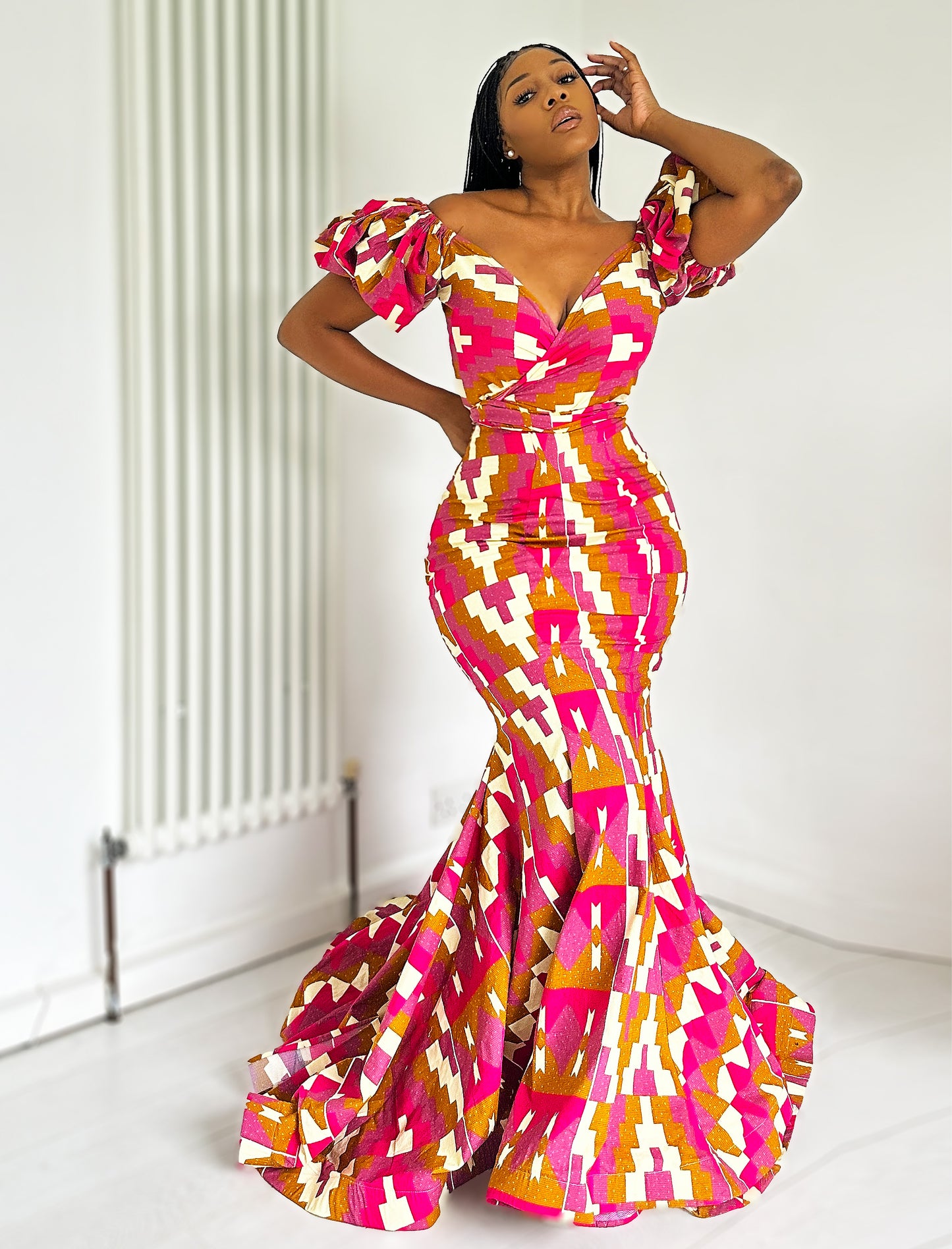 African Print Evening Dress Set Pena