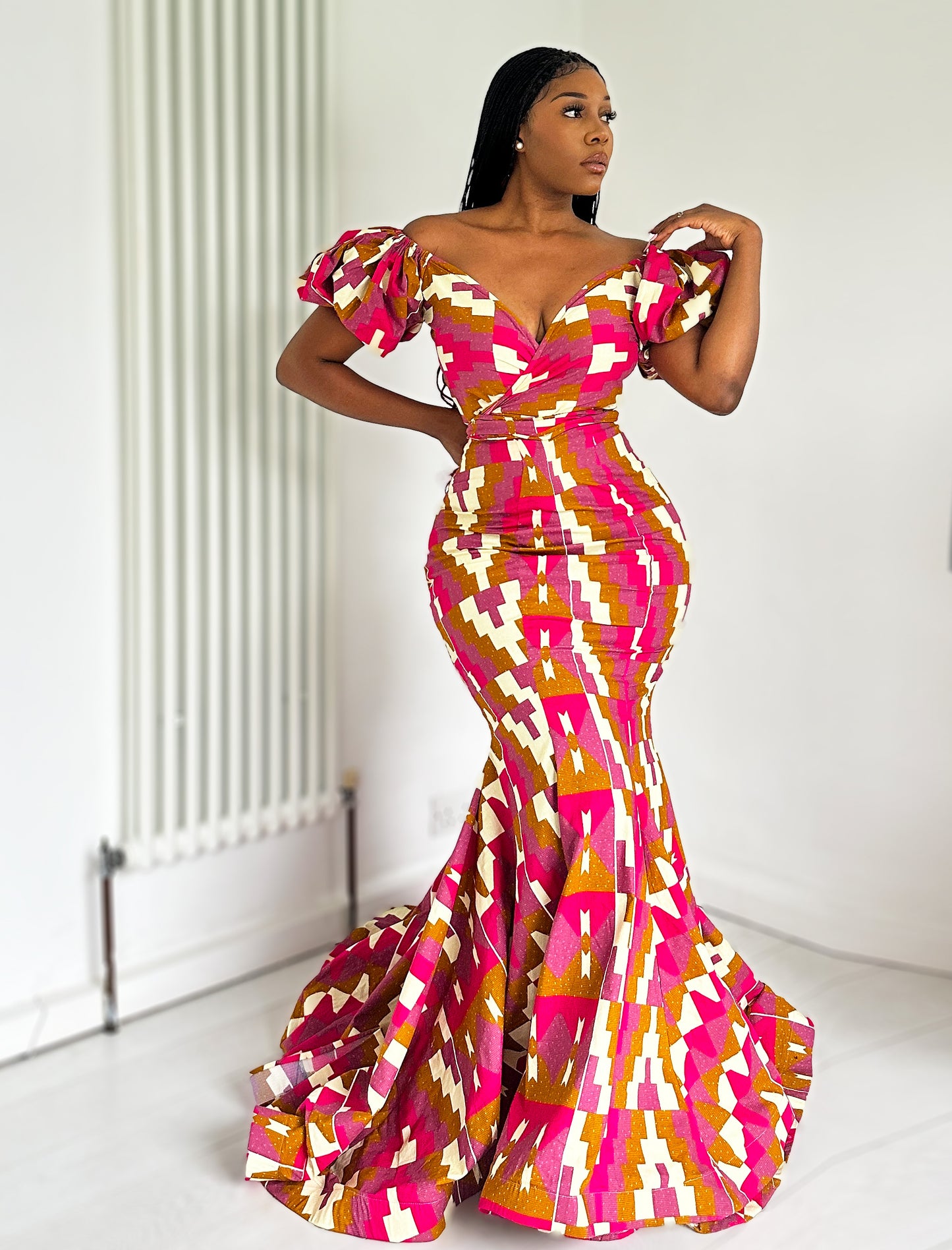 African Print Evening Dress Set Pena