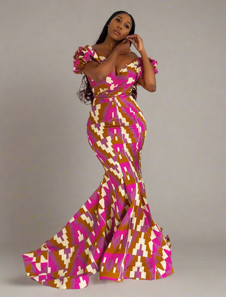 African Print Evening Dress Set Tayire