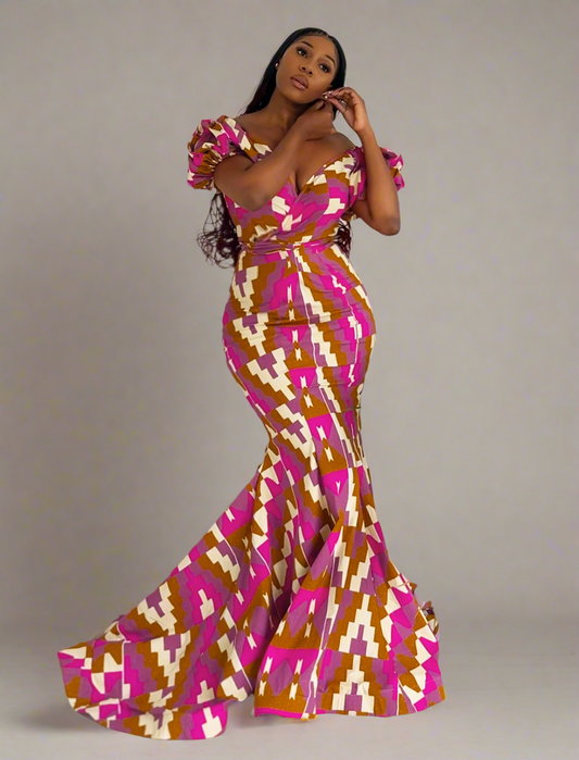 African Print Evening Dress Set Tayire