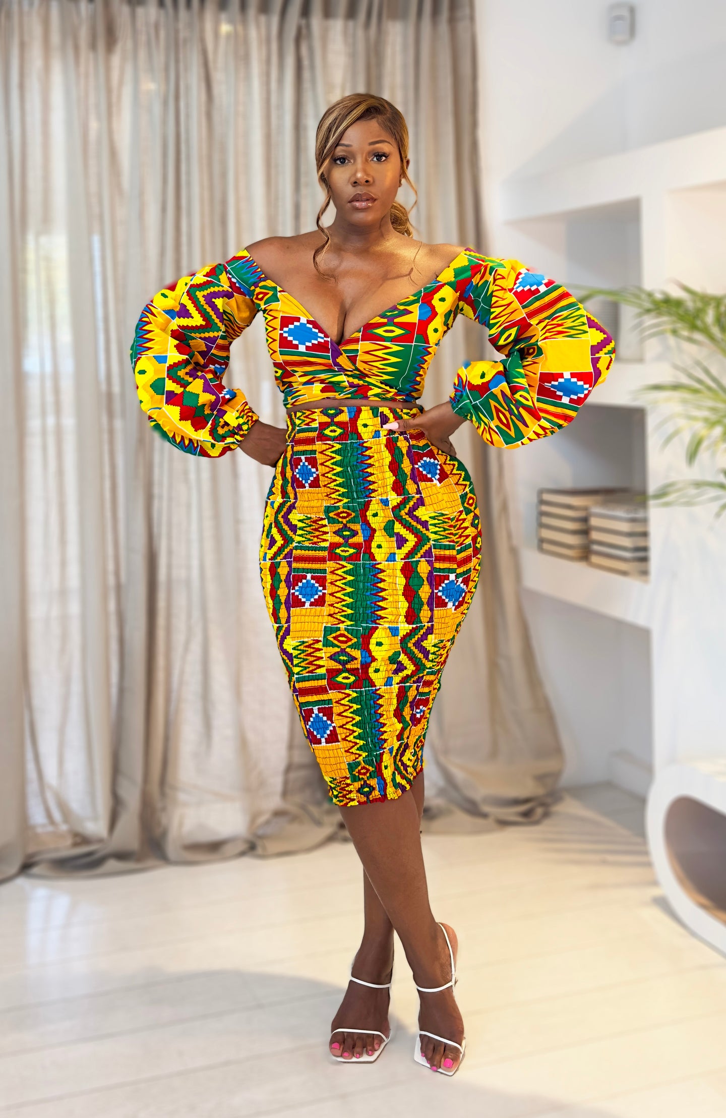 Wholesale Box of 10 African Print Kimora Top & Skirt Set