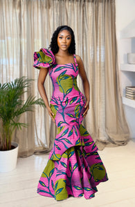 African Print Habiti Evening Dress