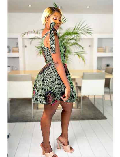African Print Off Shoulder Dress Abeni