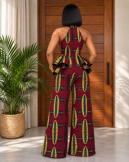 African Print Peplum Jumpsuit Moshino