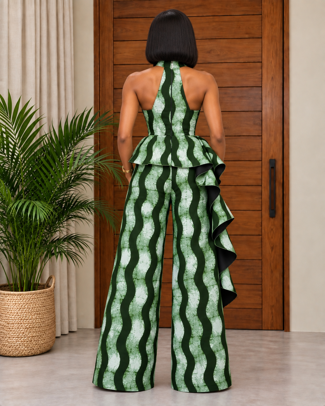 African Print Peplum Jumpsuit Nelia