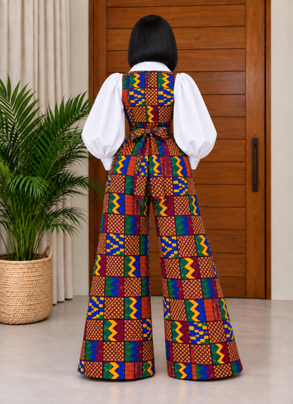African Print Jumpsuit & White Shirt Baibita