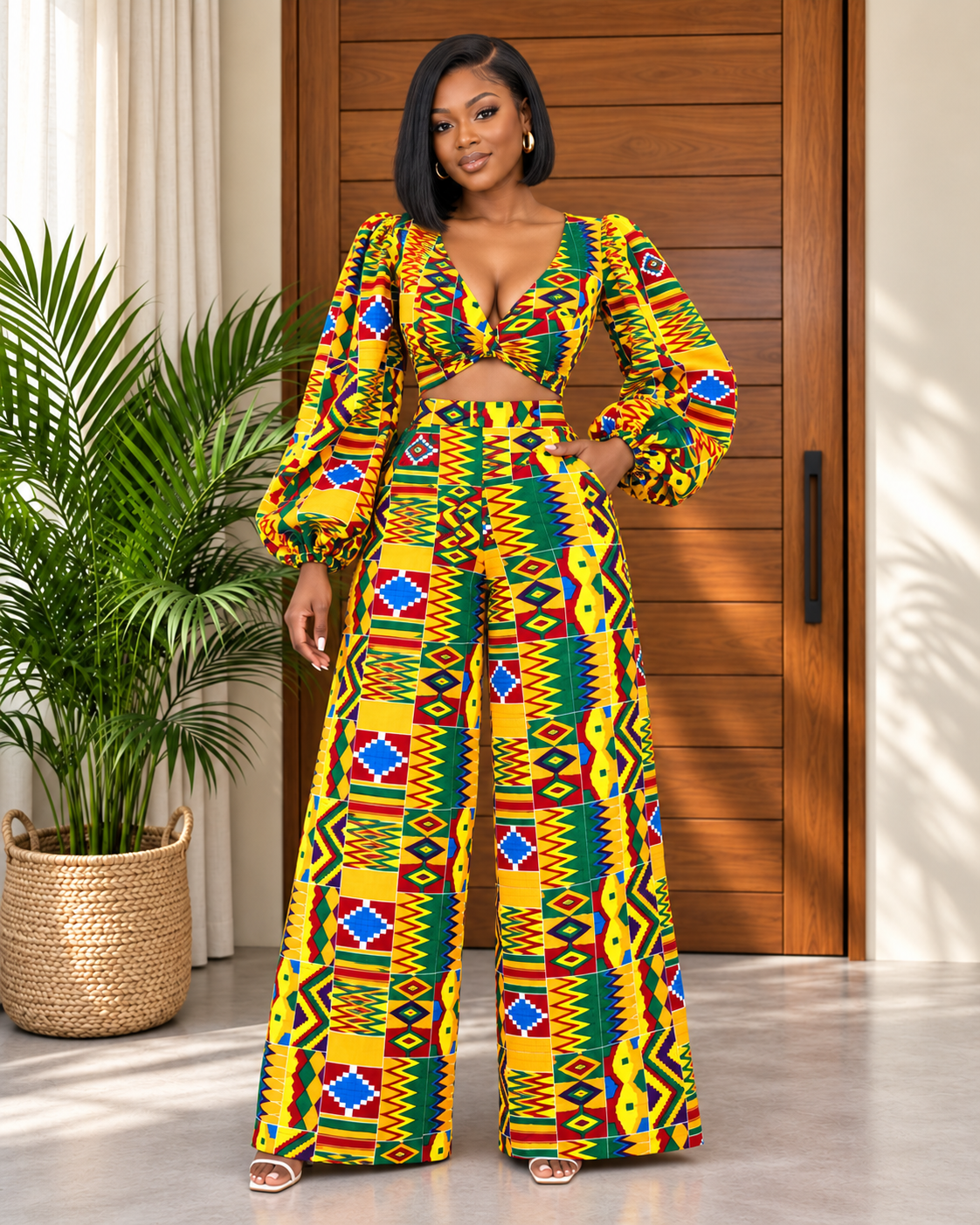 African Print Top & Trousers Set Hajiya