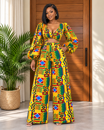 African Print Top & Trousers Set Hajiya