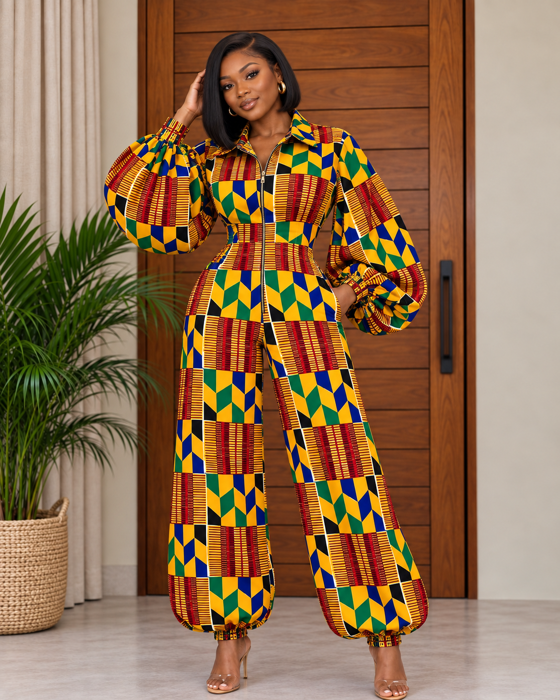 Luxe African Print Jumpsuit Nelia