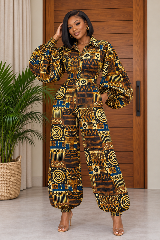 Luxe African Print Jumpsuit Amanda