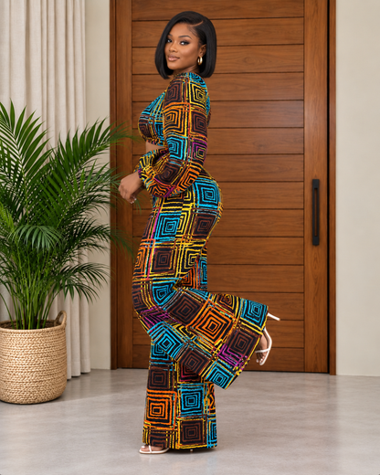African Print Top & Trousers Set Mupani