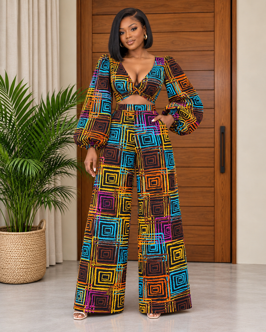 African Print Top & Trousers Set Mupani