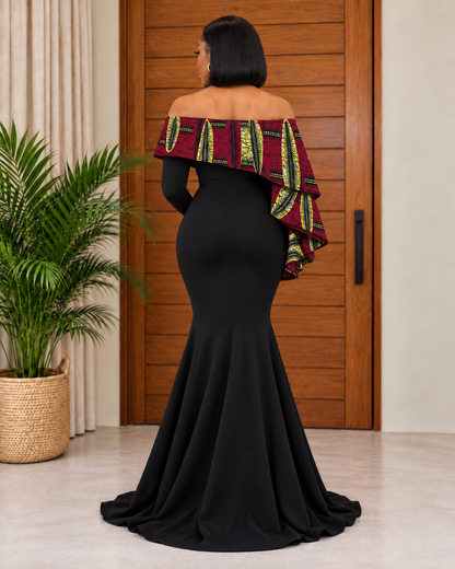 Beautiful African Print Fishtail Evening Dress Taira