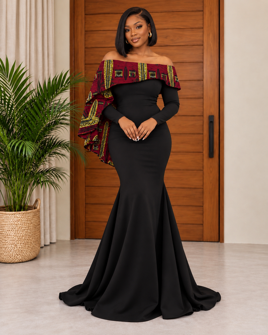 Beautiful African Print Fishtail Evening Dress Taira