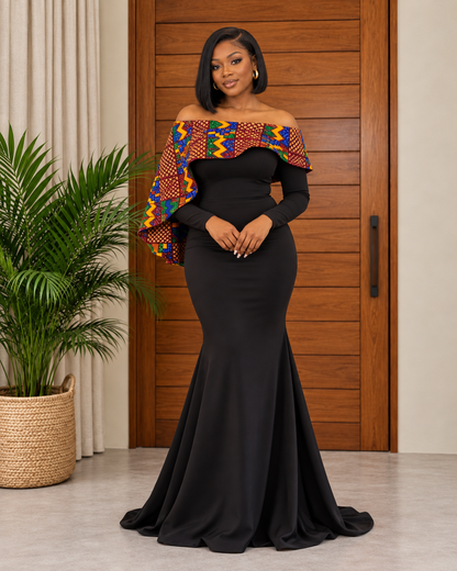 Beautiful African Print Fishtail Evening Dress Nomsa