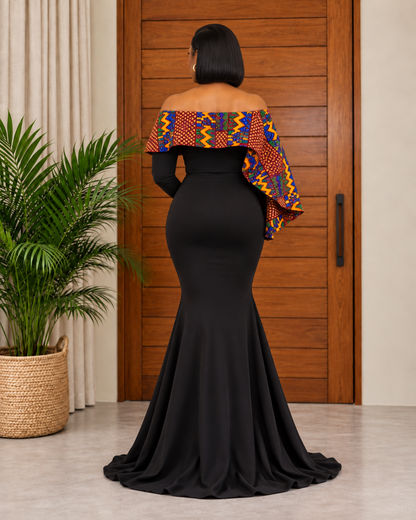 Beautiful African Print Fishtail Evening Dress Nomsa