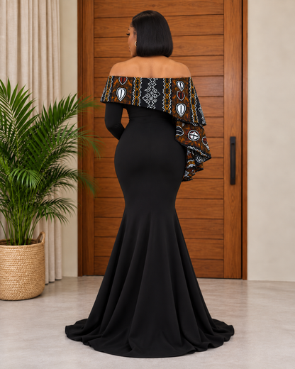 Beautiful African Print Fishtail Evening Dress Toga