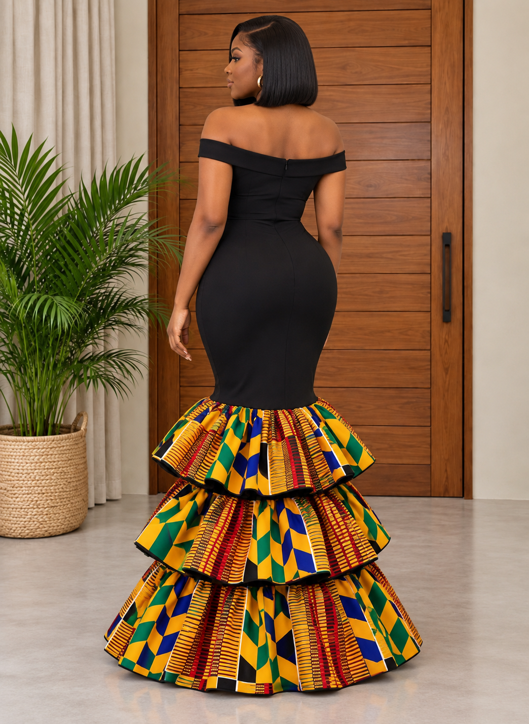 Beautiful African Print Fishtail Evening Dress Nala