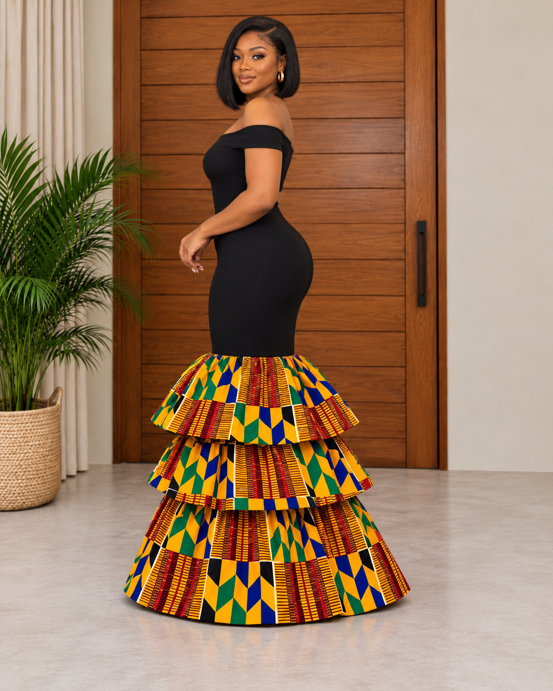 Beautiful African Print Fishtail Evening Dress Nala