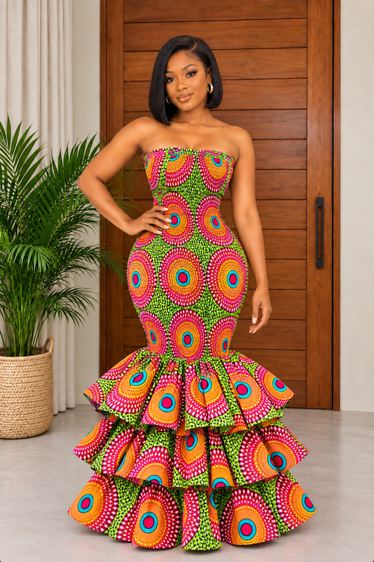 Beautiful African Print Mermaid Evening Dress Halima