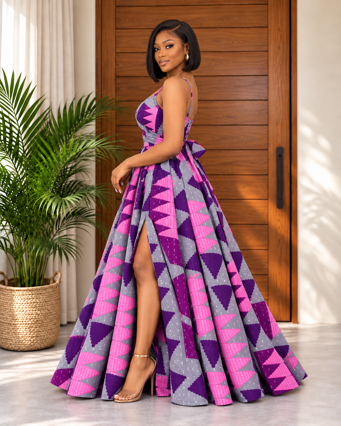 African Print Wrap Over Top & Maxi Skirt Set Sade