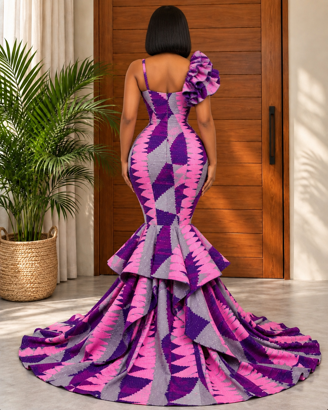 Beautiful African Print Fishtail Evening Dress Telissa