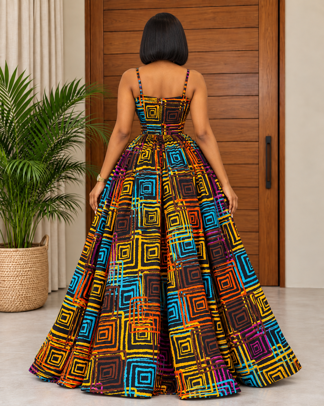 African Print Wrap Over Top & Maxi Skirt Set Wande