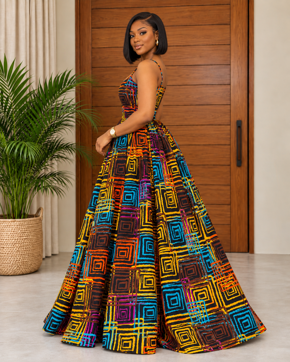 African Print Wrap Over Top & Maxi Skirt Set Wande