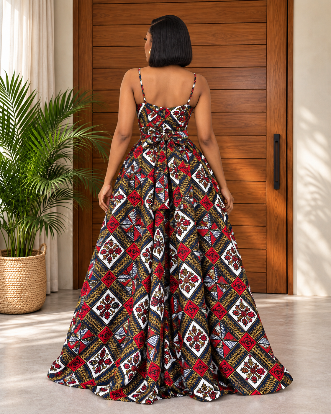 African Print Wrap Over Top & Maxi Skirt Set Ade