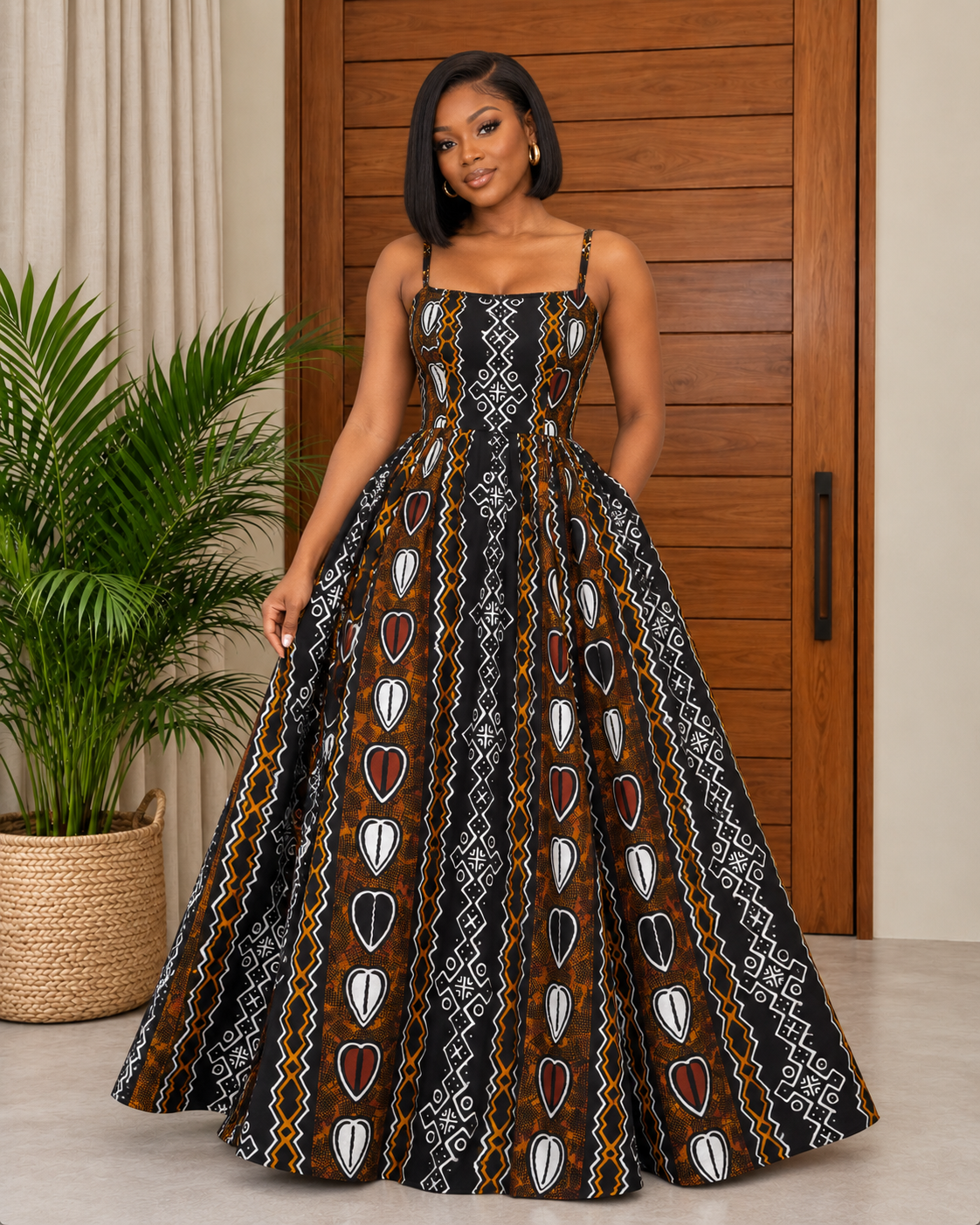 Elegant African Print Maxi Dress Ife