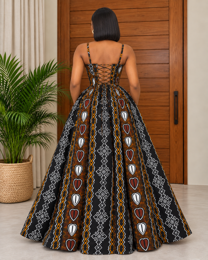 Elegant African Print Maxi Dress Ife